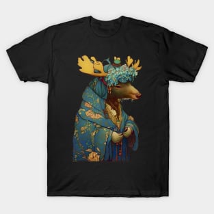 Traditional Art Nouveau Anthropomorphic Moose T-Shirt